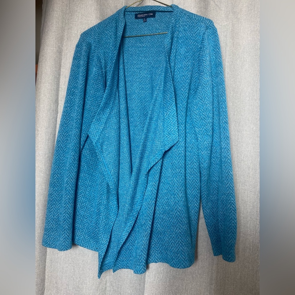 Jones New York Cardigan & Sleeveless Sweater Womens 0X Teal Color Open Front